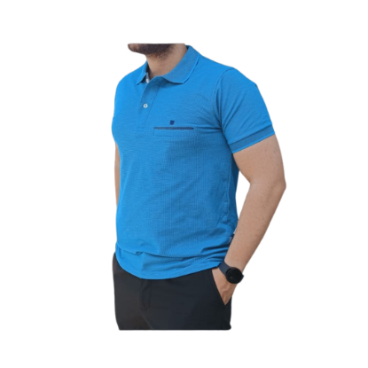 Bild von Jacquard Polo T-Shirt Türkis mit einer Brusttasche