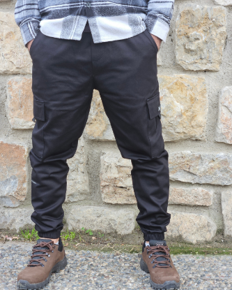 Bild von Cargo-Hose mit Gummitaschen Schwarz